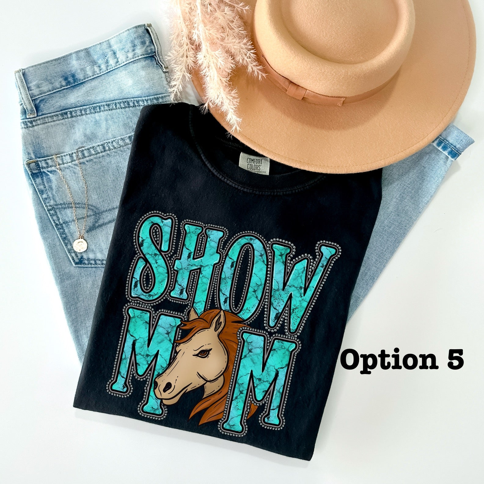 Turquoise Show Mom with Horses DTF Print