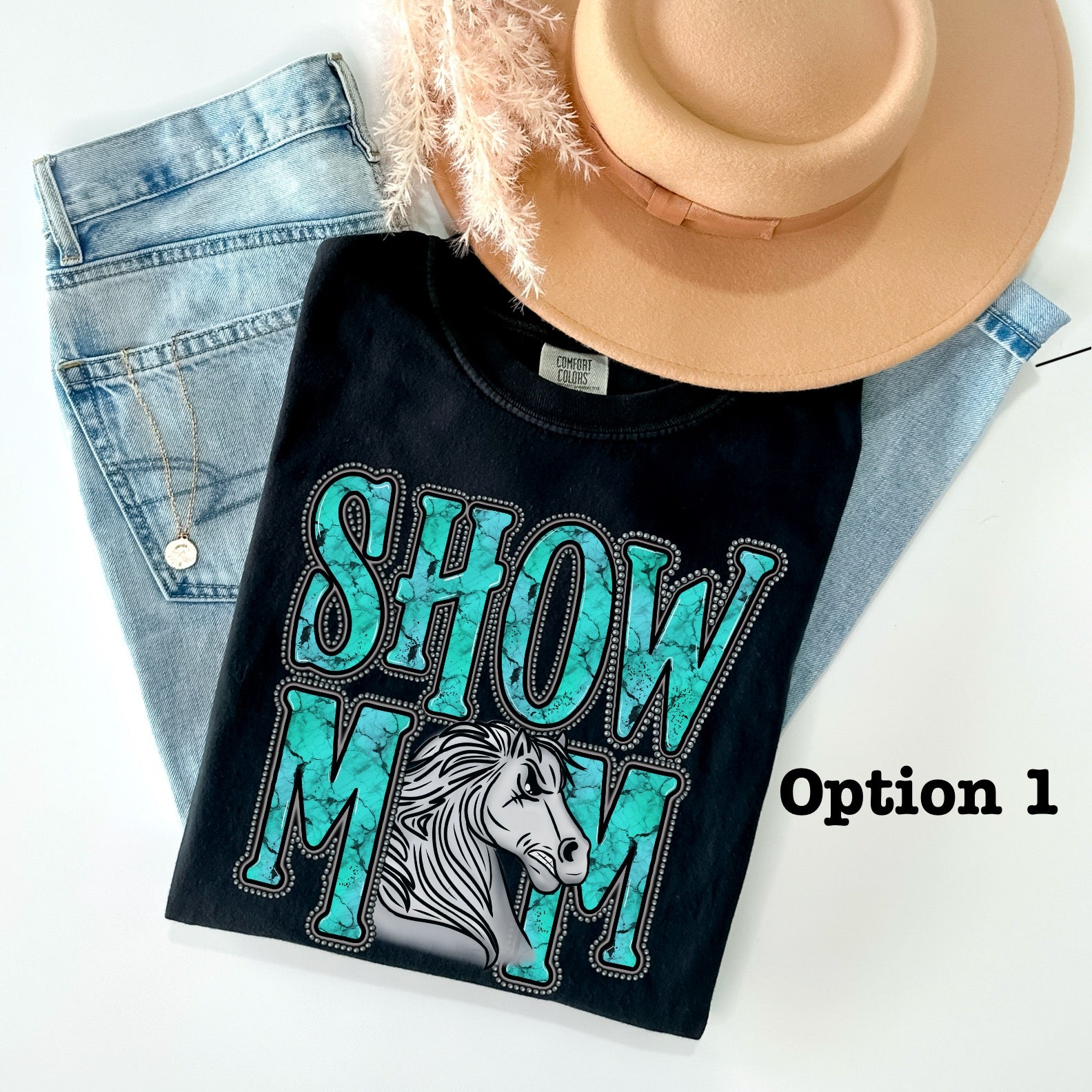Turquoise Show Mom with Horses DTF Print