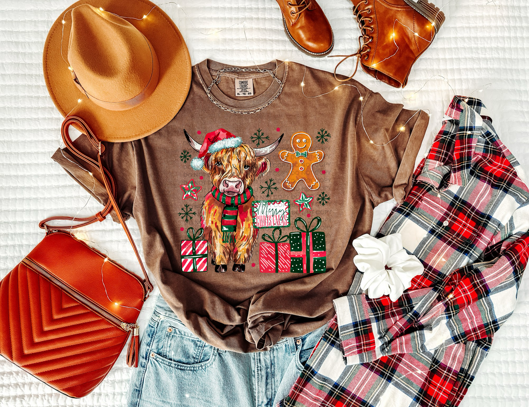 Highland Cow Christmas Collage DTF Print