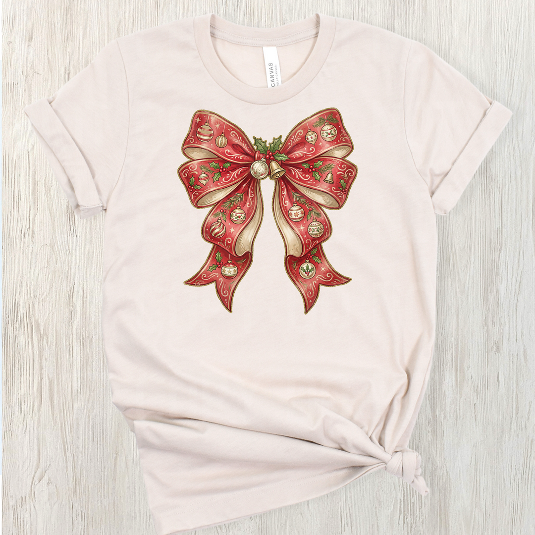Vintage Christmas Bow DTF Print