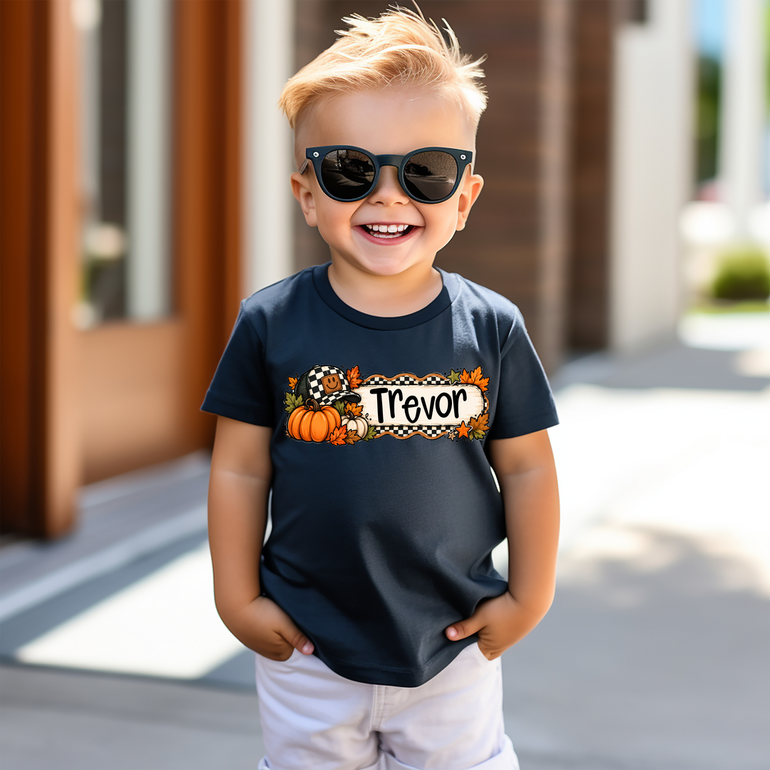 Checkerboard Pumpkin Name Plate Custom DTF Print