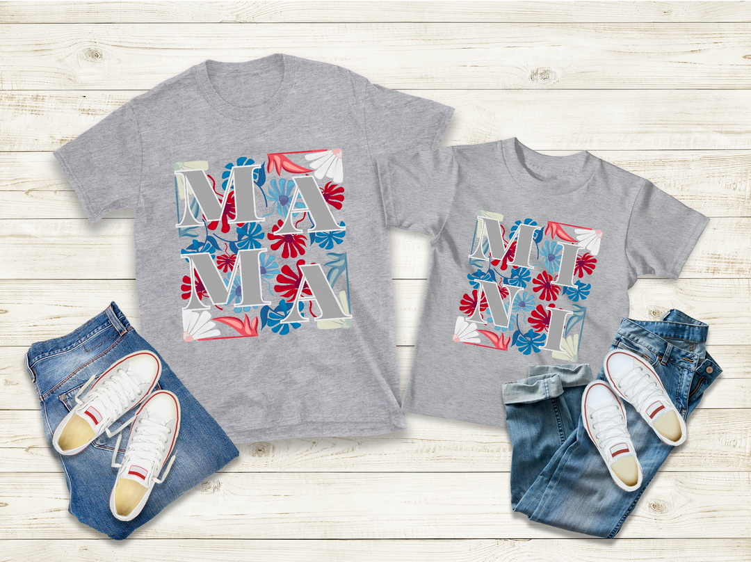 Patriotic Floral Mama and Mini DTF Print