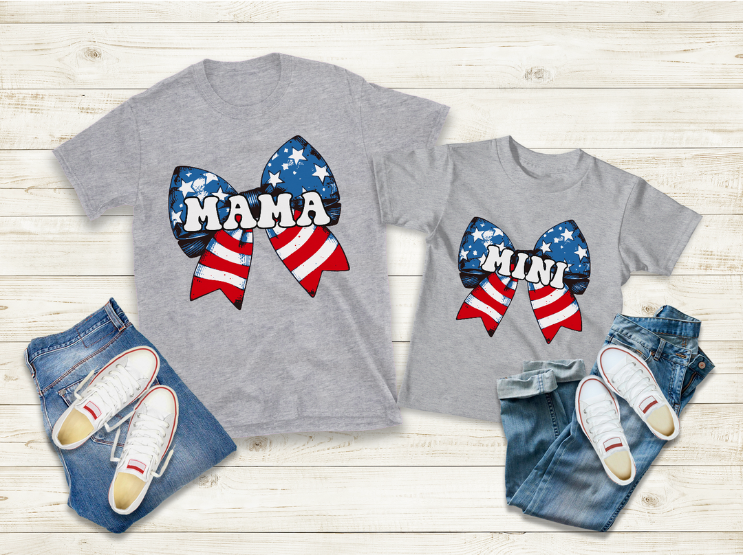 Patriotic Bow Mama and Mini DTF Print