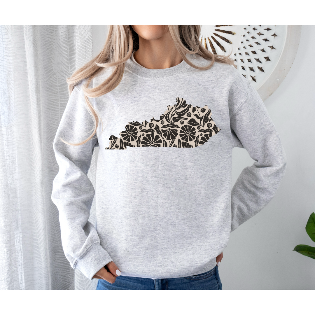 Black Floral Kentucky State DTF Print
