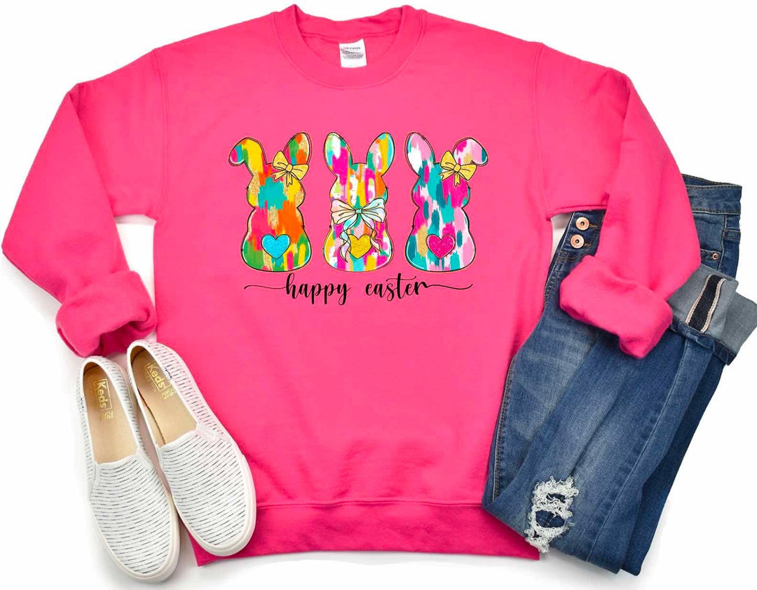 Happy Easter Brushstroke Bunnies DTF Print