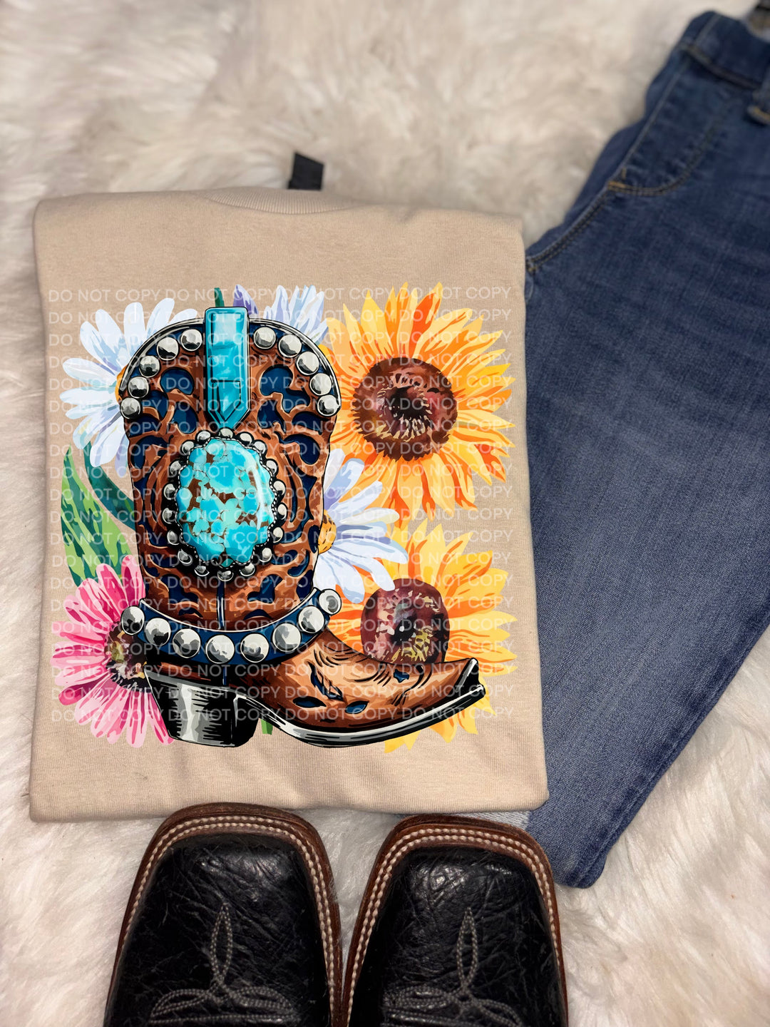 Boot With Flowers DTF Print