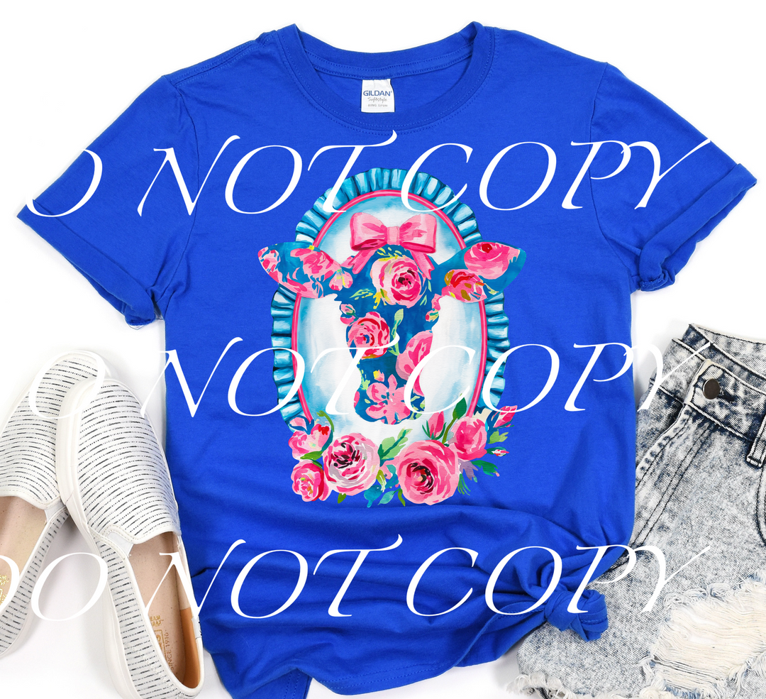 Preppy Cow Head DTF Print