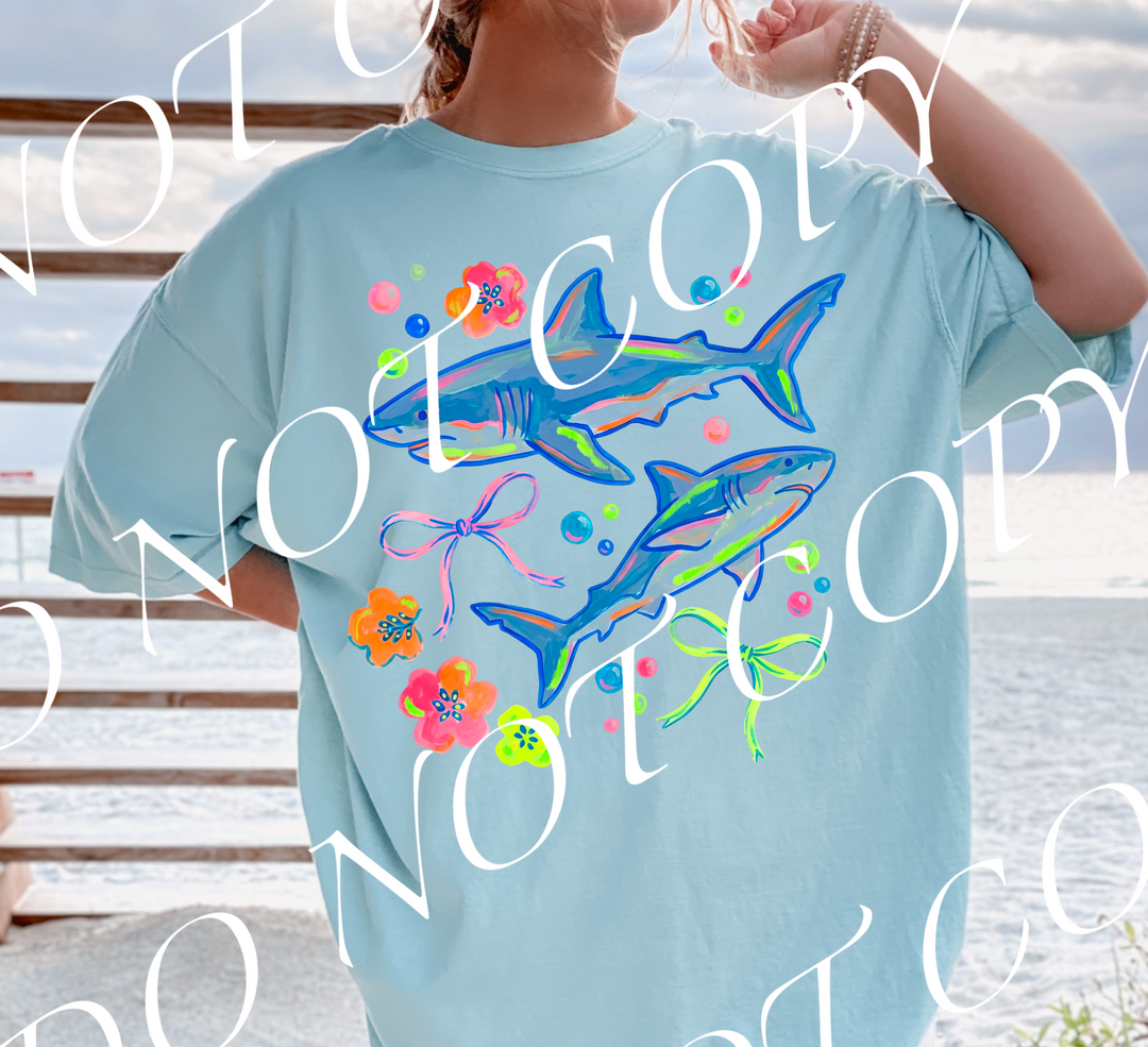 Preppy Shark DTF Print