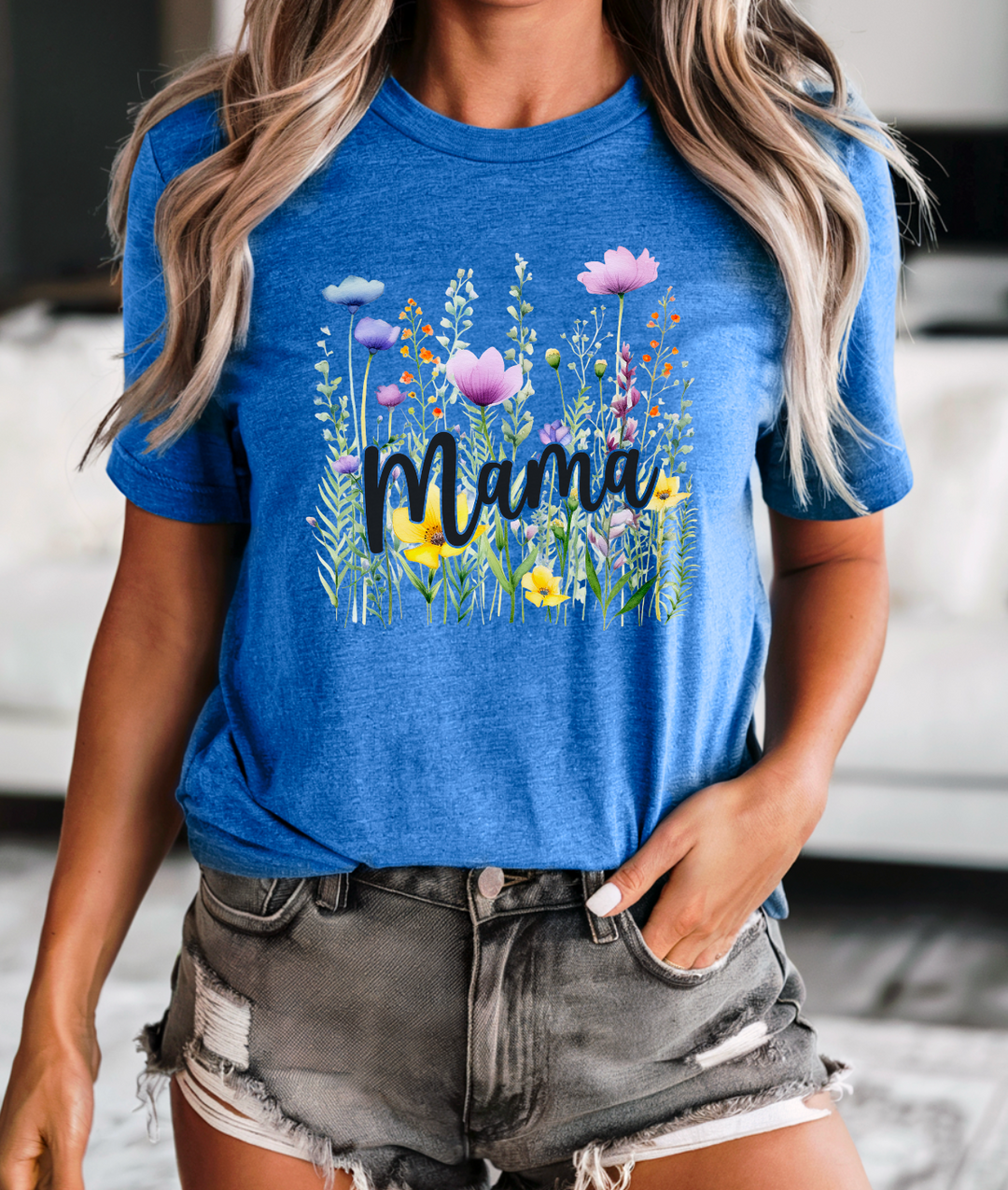 Wildflower Mama HEATHER ROYAL BELLA CANVAS Printed Tee