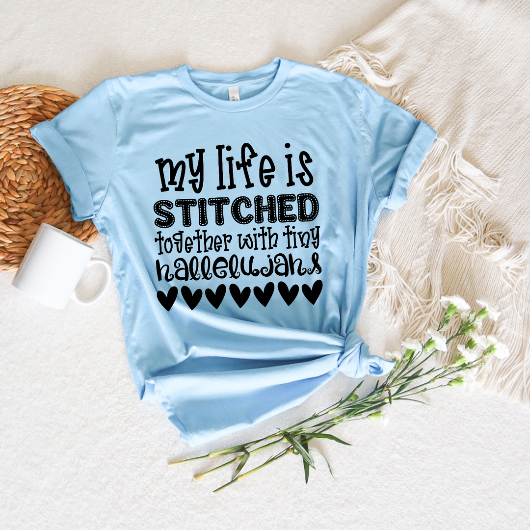 Stitched With Tiny Hallelujahs With Hearts DTF Print