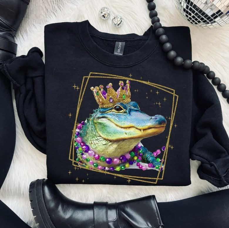 Mardi Gras Gator DTF Print