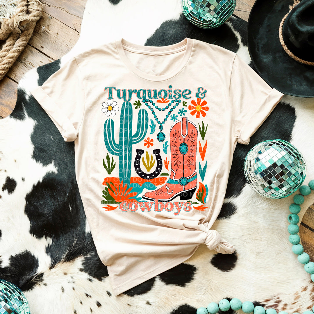 Turquoise Cowboys DTF Print