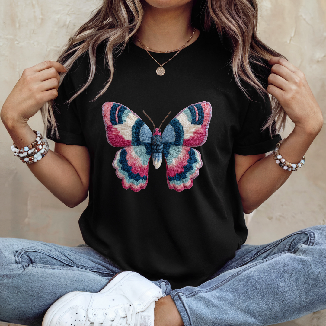 Yarn Pink Blue Butterfly DTF Print