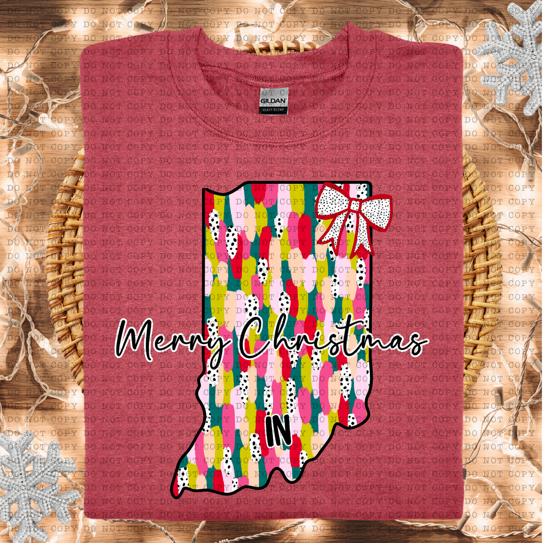 Messy Paint States Merry Christmas DTF Print