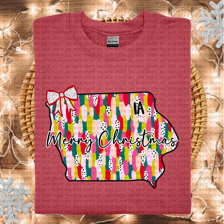Messy Paint States Merry Christmas DTF Print