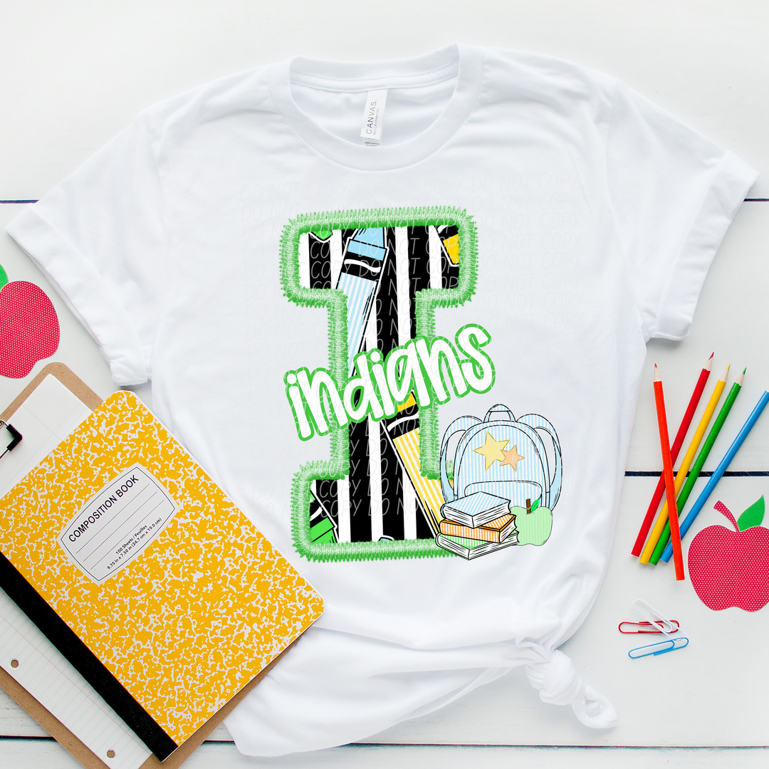Green Letter Back to School Mascots DTF Print