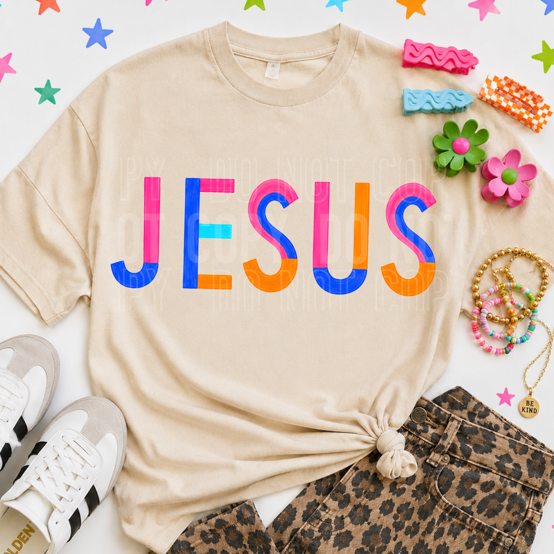 Jesus Colorblock DTF Print