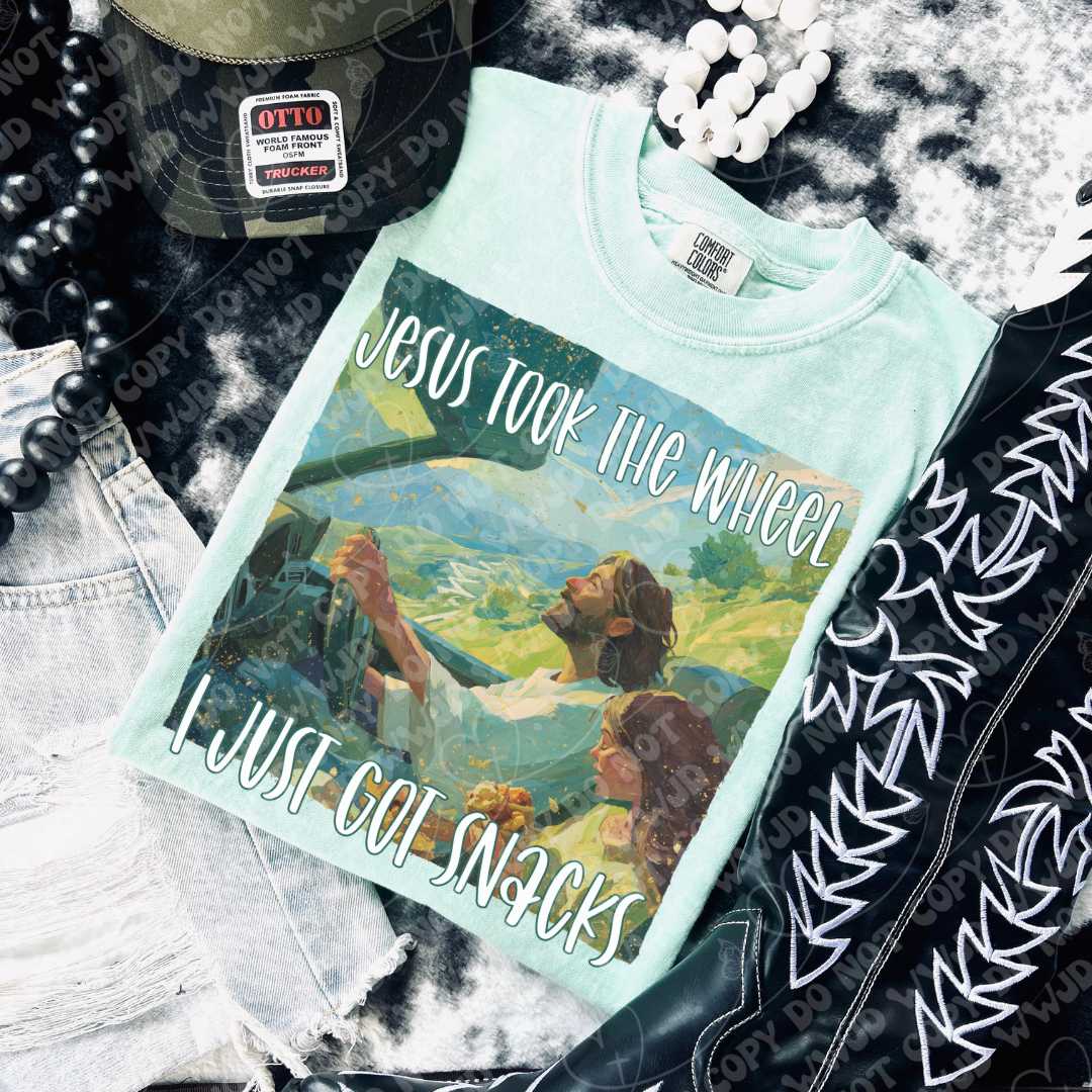 Jesus Took The Wheel DTF Print