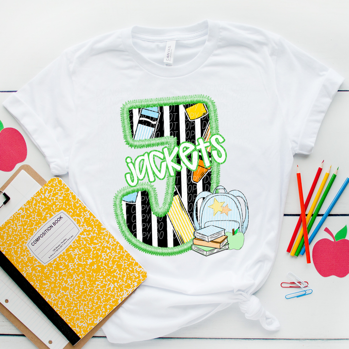 Green Letter Back to School Mascots DTF Print