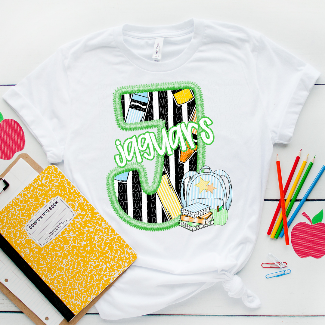 Green Letter Back to School Mascots DTF Print