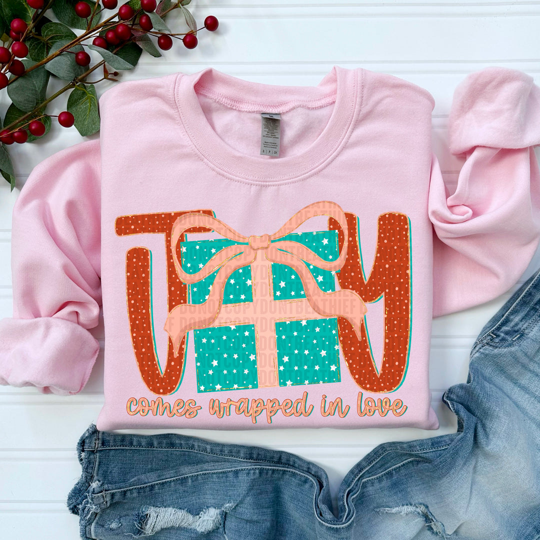 Joy Comes Wrapped In Love DTF Print