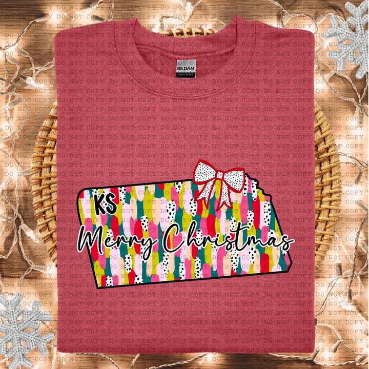 Messy Paint States Merry Christmas DTF Print