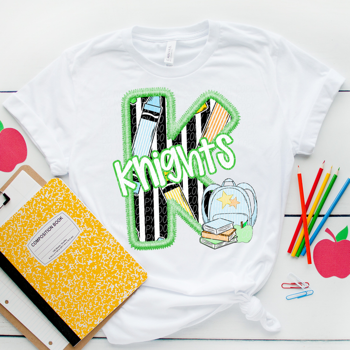 Green Letter Back to School Mascots DTF Print