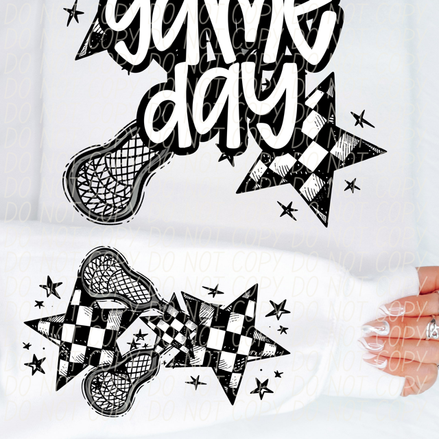 Game Day Sports Checkered Stars SLEEVE DTF Print