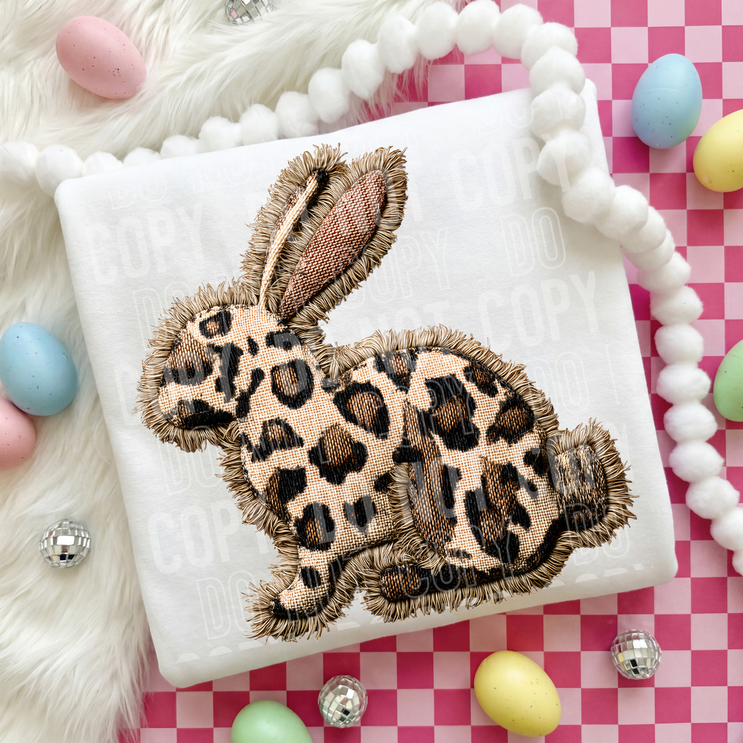 Leopard Faux Yarn Bunny DTF Print