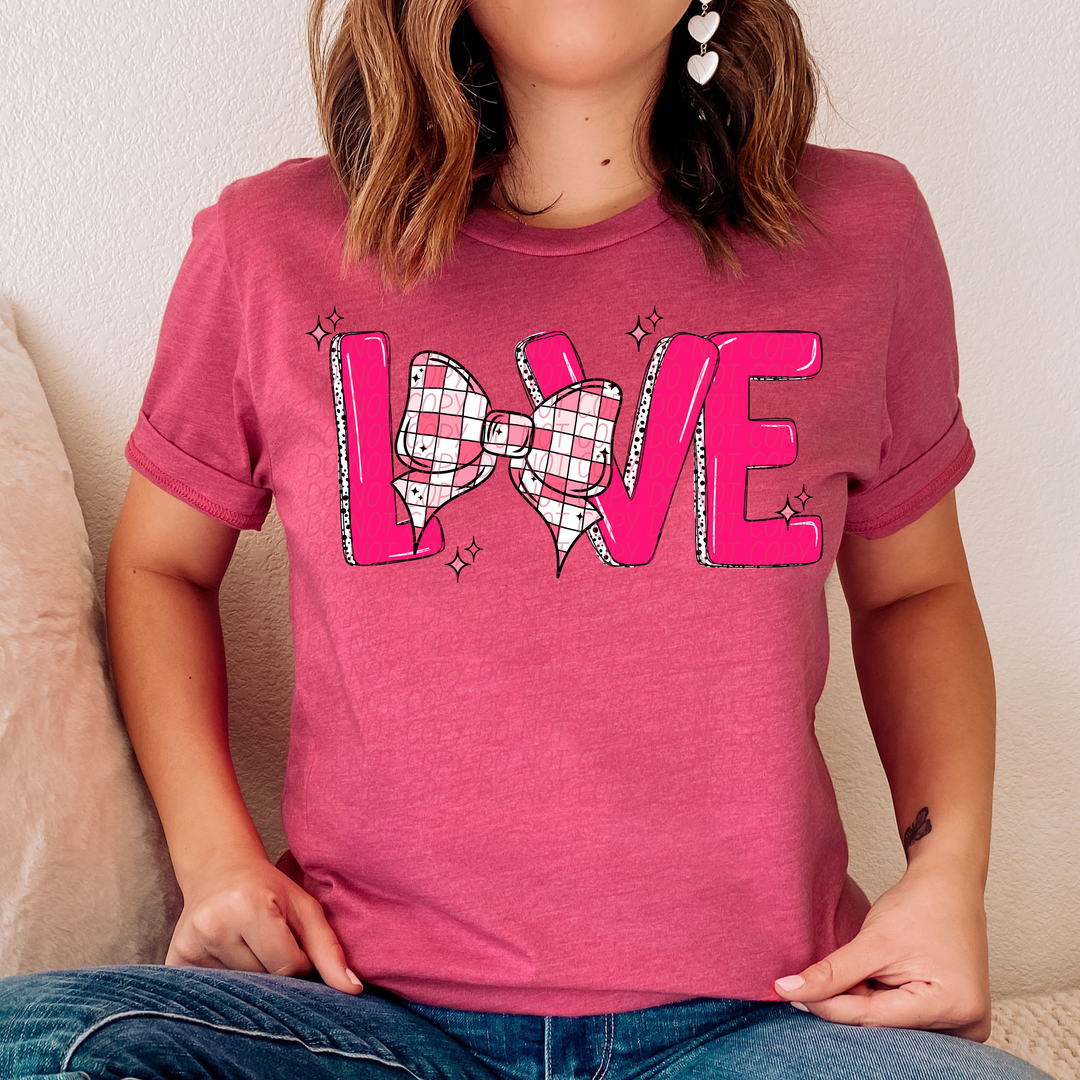 Love Checked Bow DTF Print
