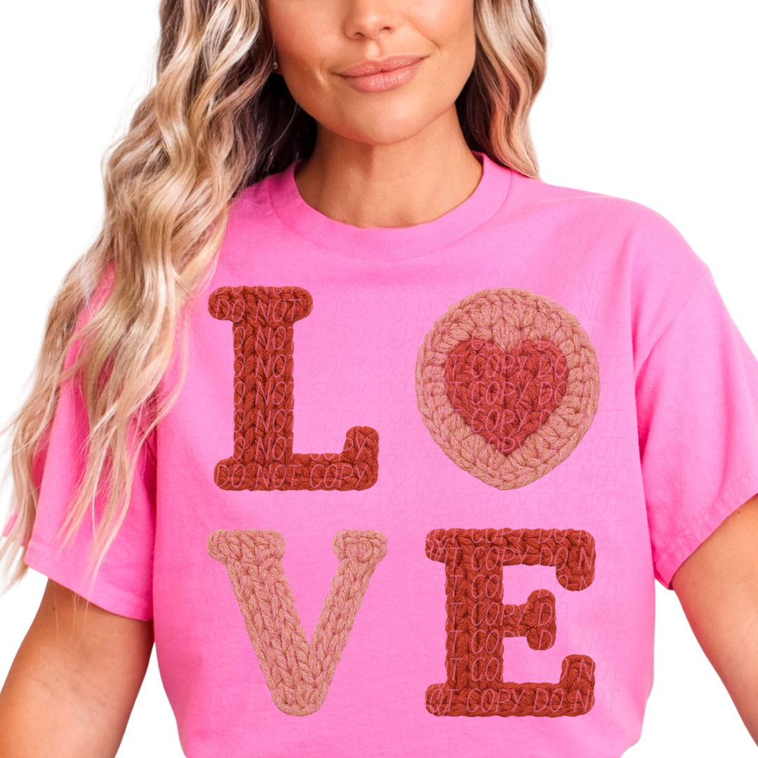 Love Crochet Heart DTF Print