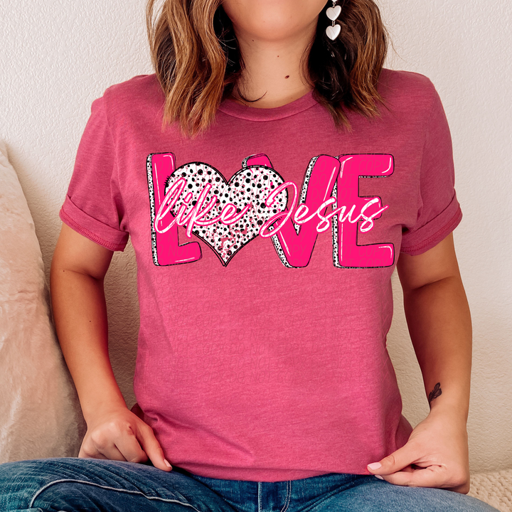 Love Like Jesus Dots Pink DTF Print
