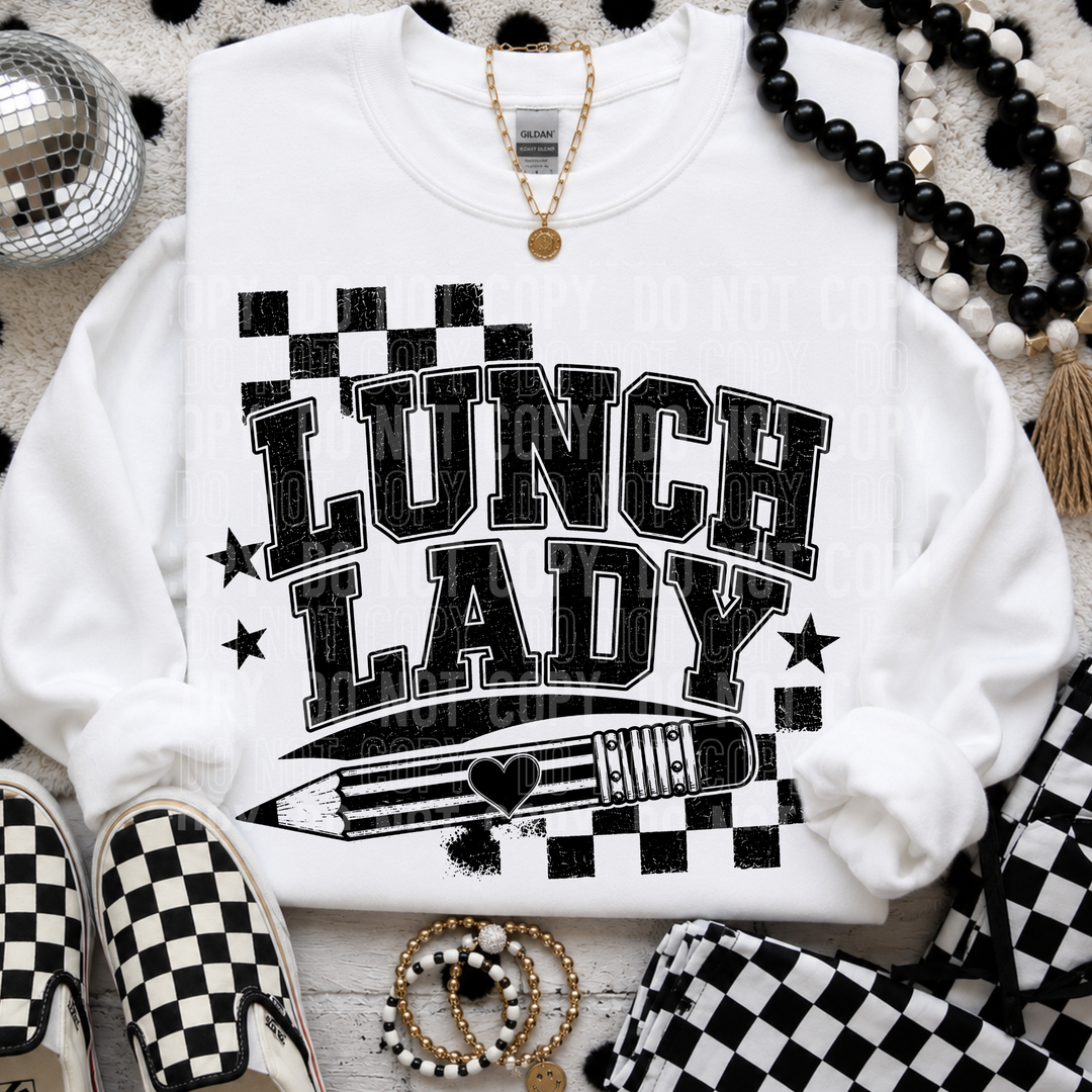 Lunch Lady Checkered DTF Print