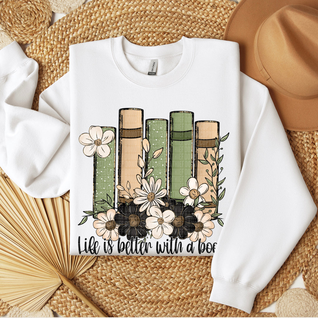 Life Is Better With A Book DTF Print