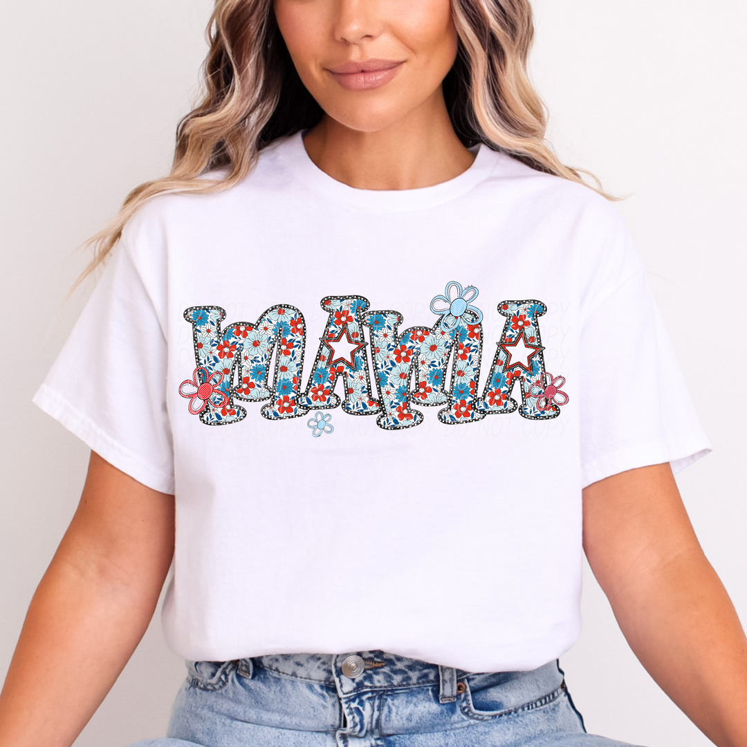 Mama Patriotic Flowers DTF Print