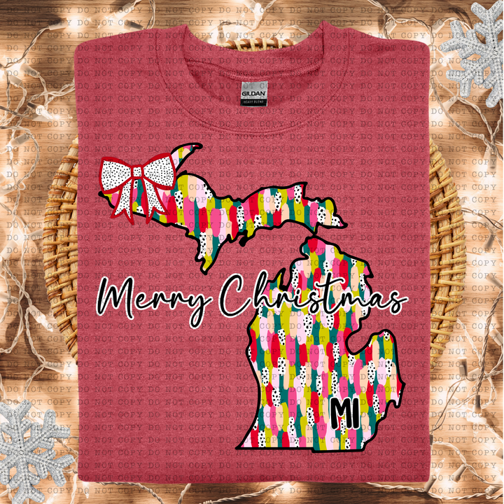 Messy Paint States Merry Christmas DTF Print