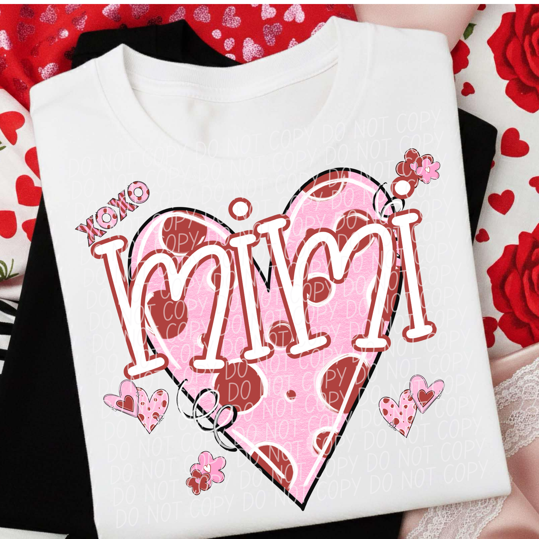 Pink and Red Valentine Names DTF Print