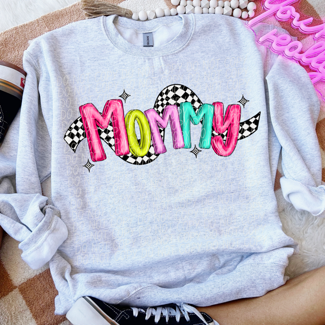 Bright Checkered Names DTF Print