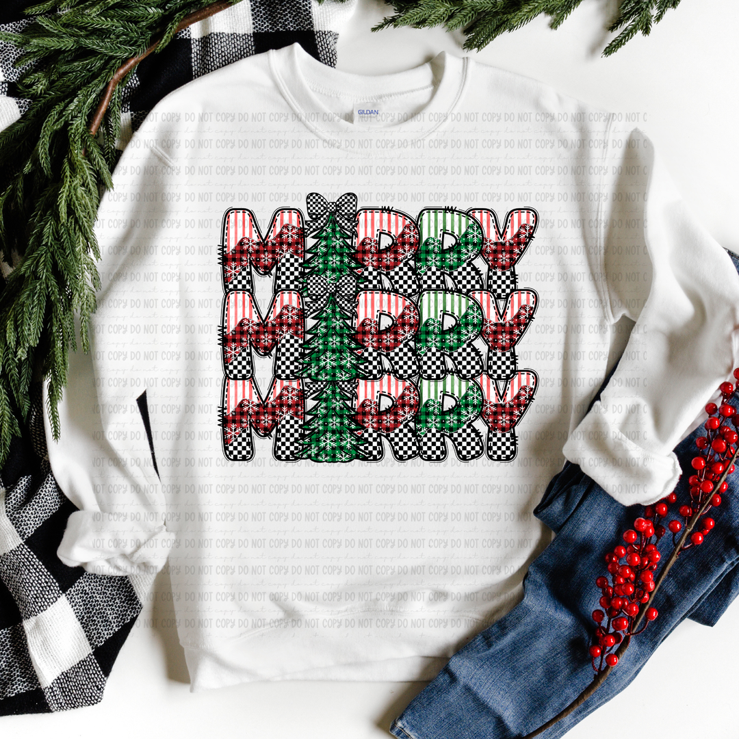 Merry Stacked DTF Print