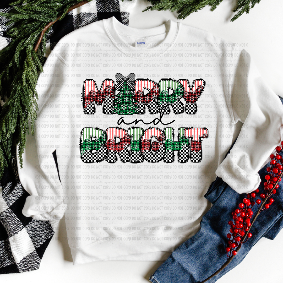 Merry and Bright Plaid DTF Print