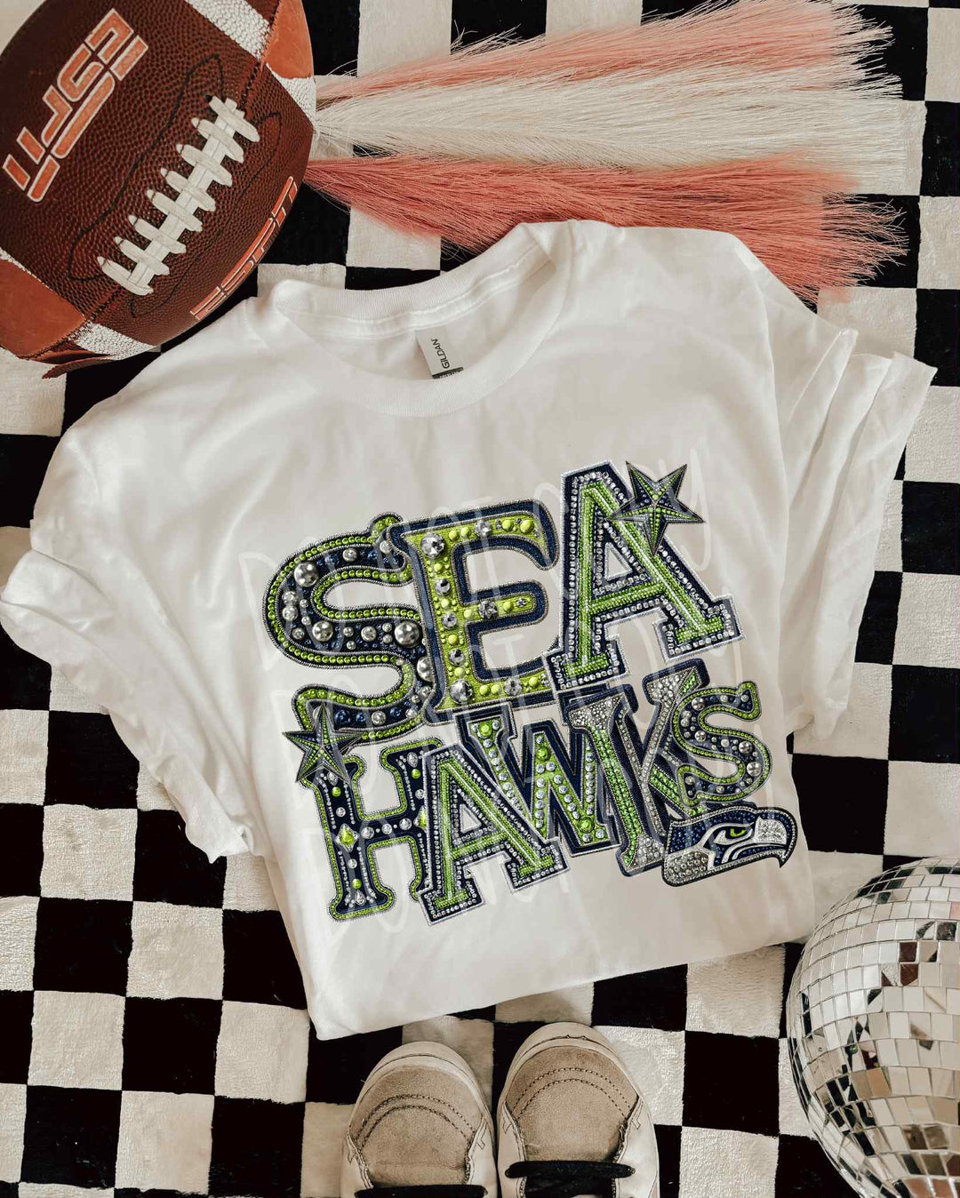 Seahawks Faux Sequins DTF Print