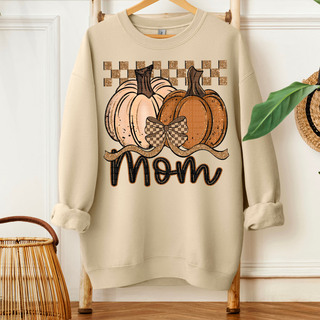 Fall Checkered Glitter Pumpkin Collection DTF Print