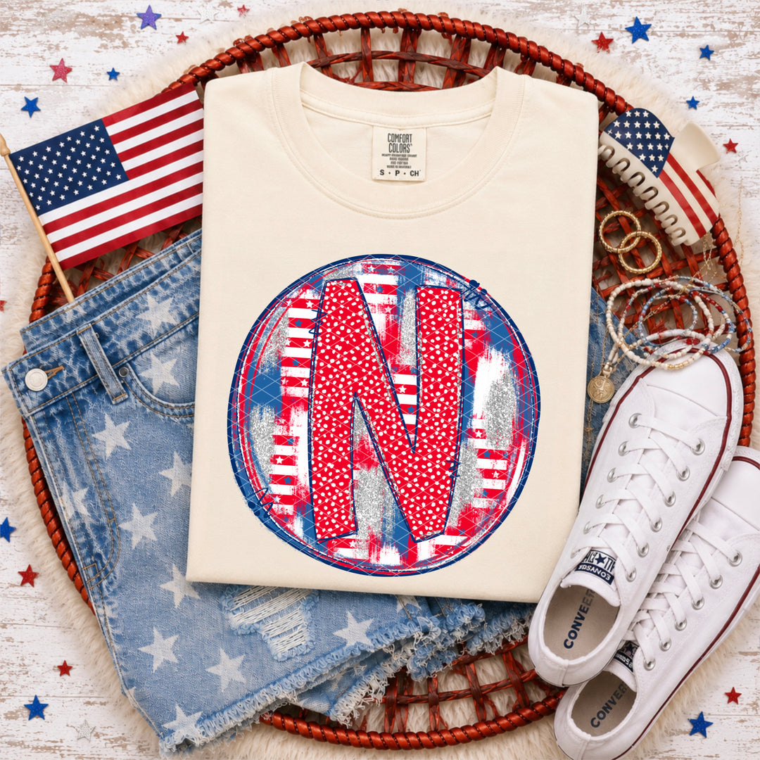 Patriotic Brush Strokes Letter Collection DTF Print
