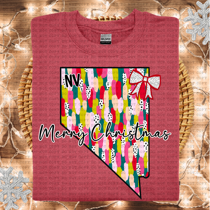 Messy Paint States Merry Christmas DTF Print