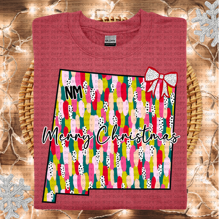 Messy Paint States Merry Christmas DTF Print