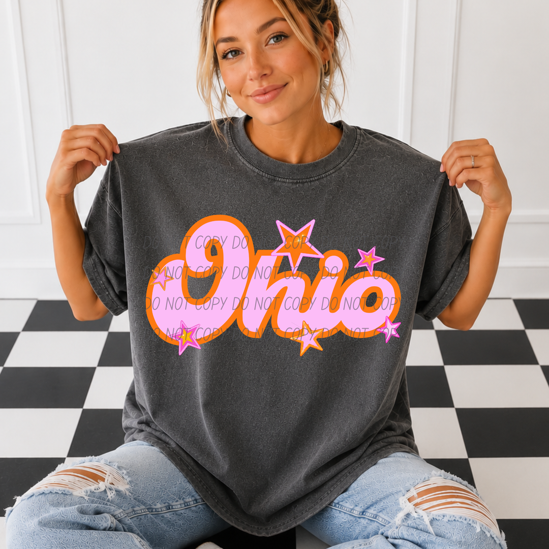 Pink and Orange States DTF Print