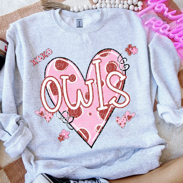 Valentine's Mascot Pink and Red DTF Print
