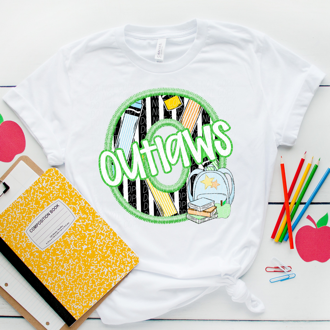 Green Letter Back to School Mascots DTF Print