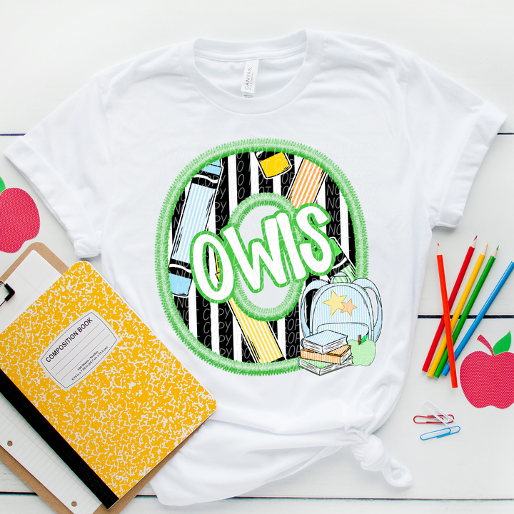 Green Letter Back to School Mascots DTF Print