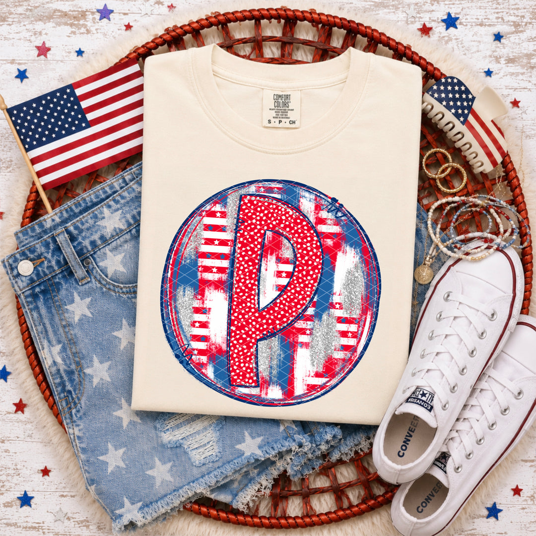 Patriotic Brush Strokes Letter Collection DTF Print